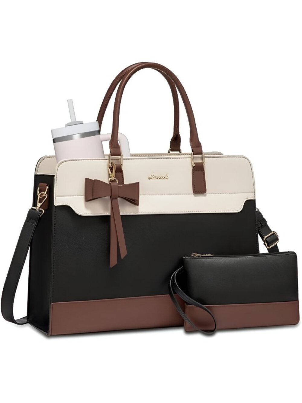 Laptop Tote Bag for Women,Leather Work Bag, Waterproof Business Teachers Bag